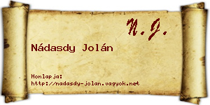 Nádasdy Jolán névjegykártya