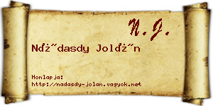 Nádasdy Jolán névjegykártya